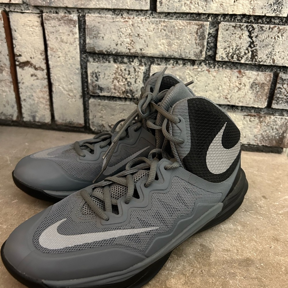 MEN'S NIKE PRIME HYPE DF II 806941-003 Gray Black Sz 8.5 High Top Basketball